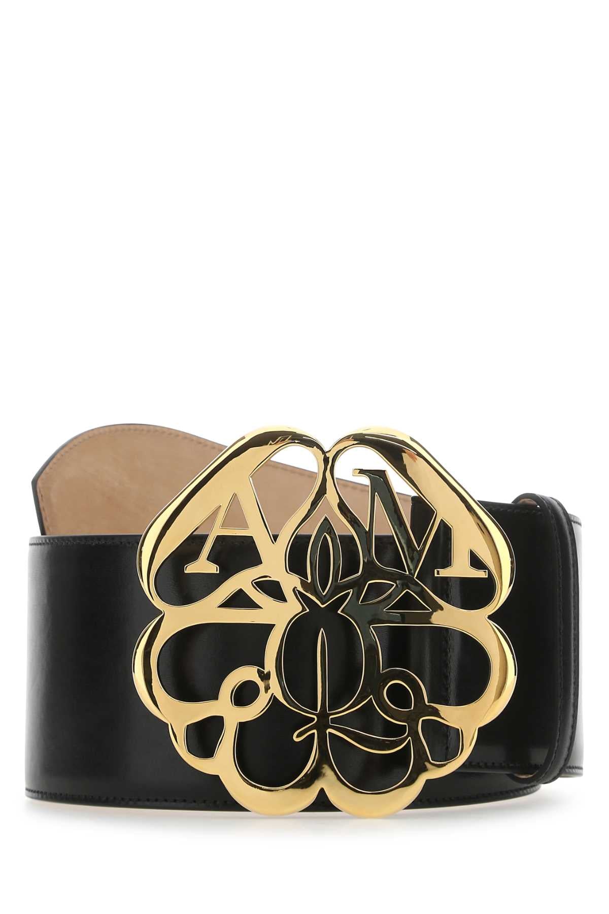 ALEXANDER MCQUEEN Luxury Leather Belt with Golden Finishing for Women