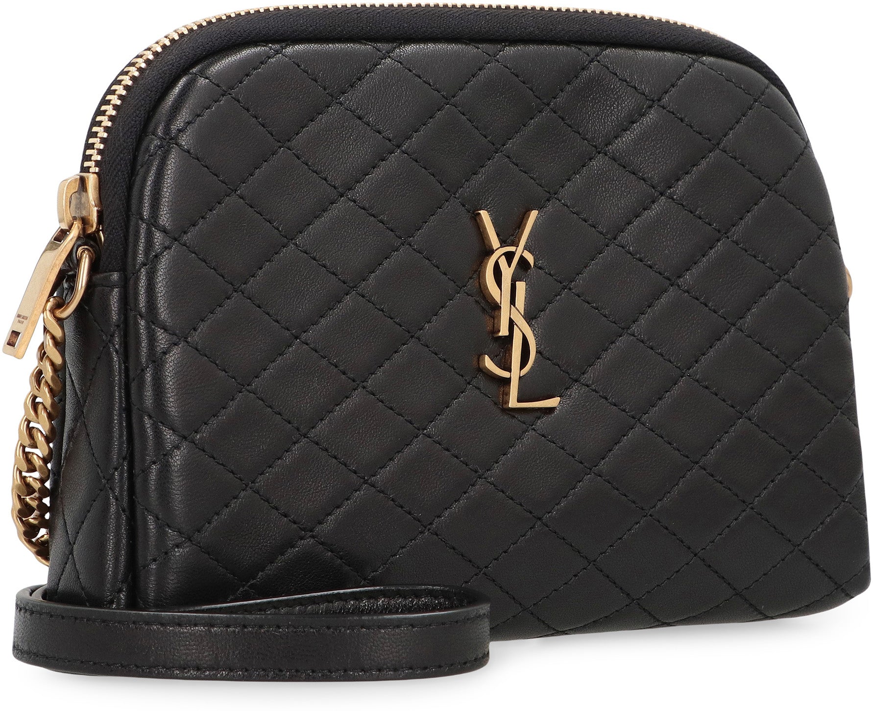 SAINT LAURENT Mini Quilted Leather Camera Handbag