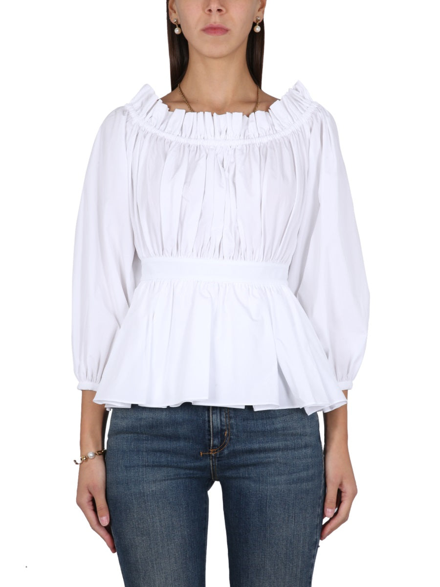 ALEXANDER MCQUEEN Cotton Poplin Top with Round Neckline