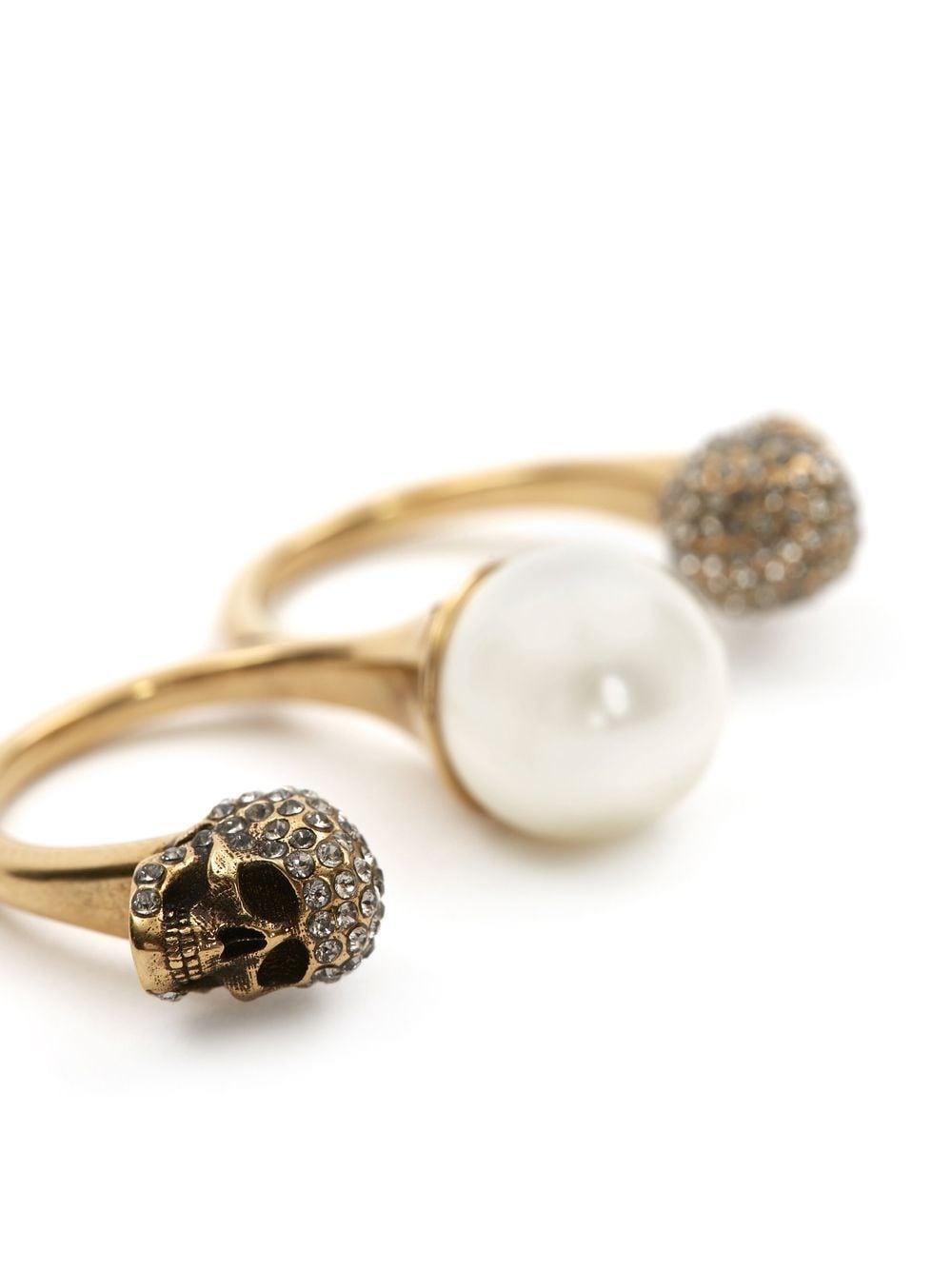ALEXANDER MCQUEEN Elegant Pearl Accented Double Ring