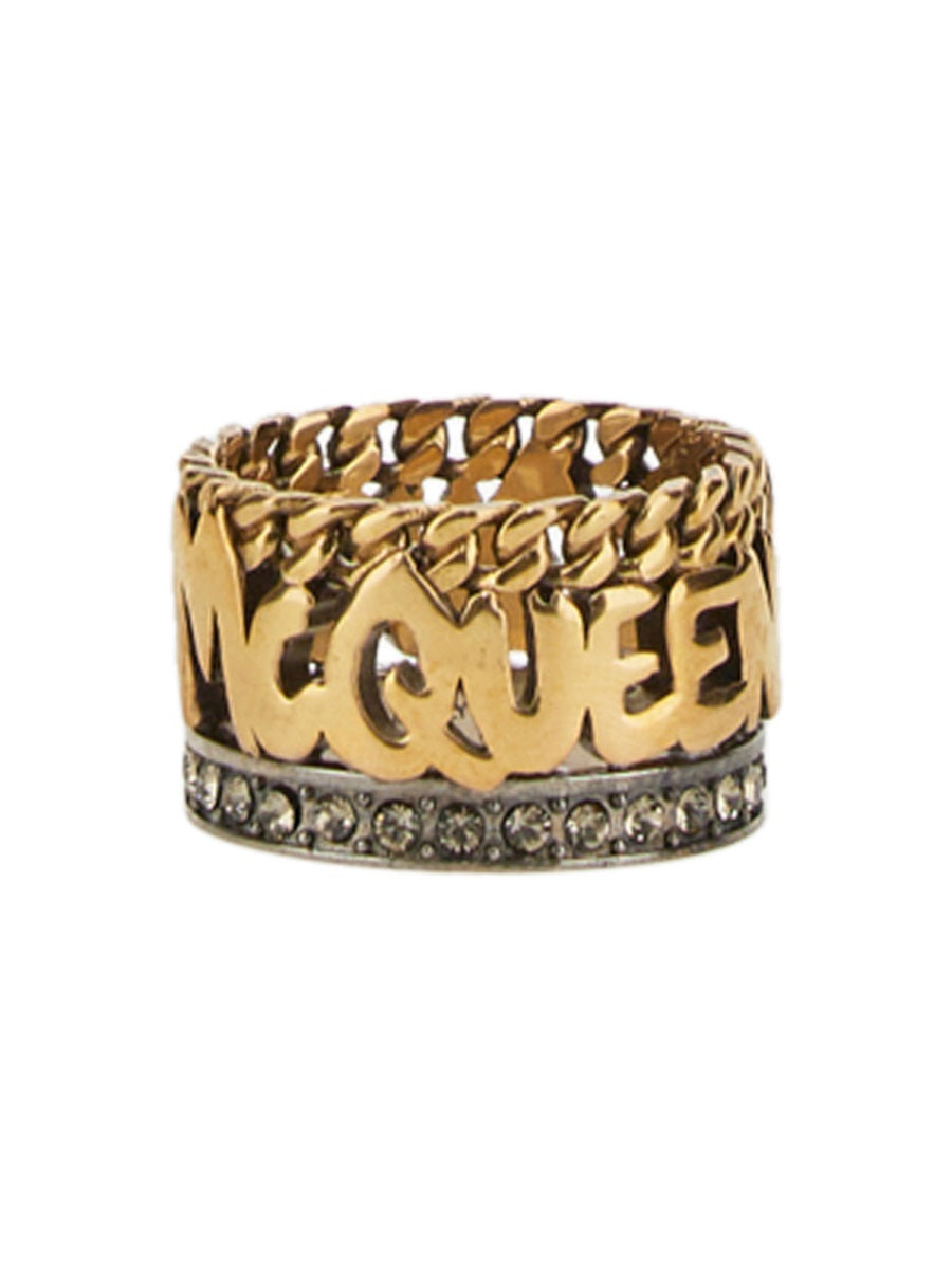 ALEXANDER MCQUEEN Graffiti Three-Band Ring for Women