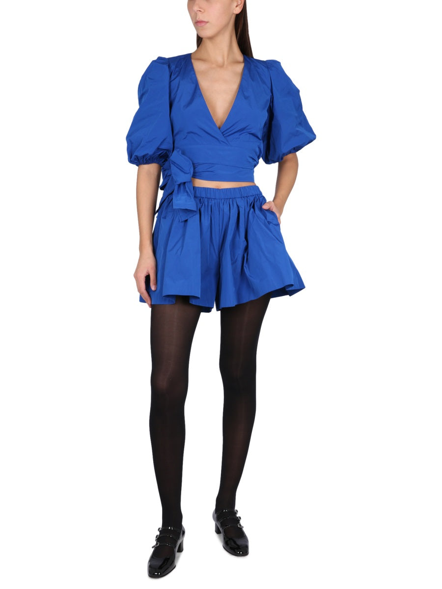 RED VALENTINO Adjustable Front Closure Taffeta Top