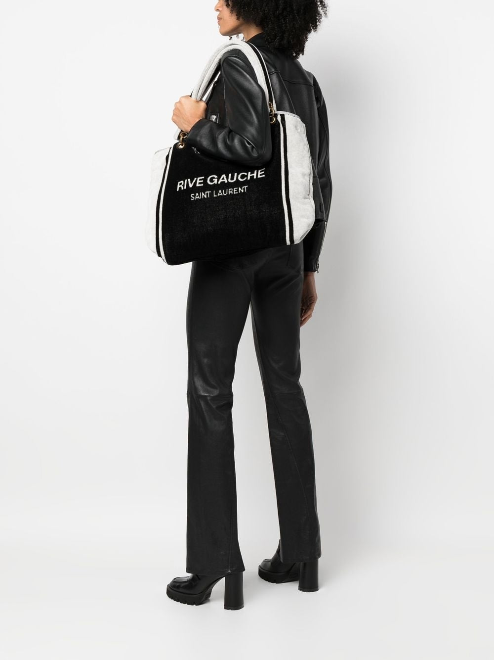 SAINT LAURENT Terry Cloth Tote Handbag