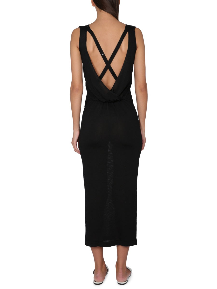 TOM FORD Slinky V-Neck Mini Dress with Crisscross Back