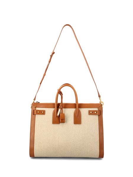 SAINT LAURENT Large Leather Tote Handbag