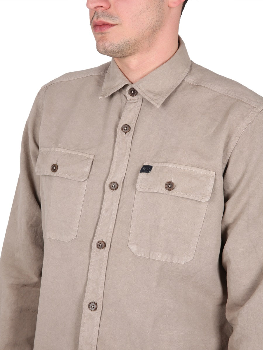 FAY Classic Collar Button-Down Shirt with Pockets