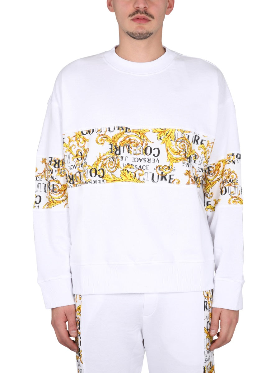 VERSACE JEANS COUTURE Men's Cross-Neck Logo Sweatshirt