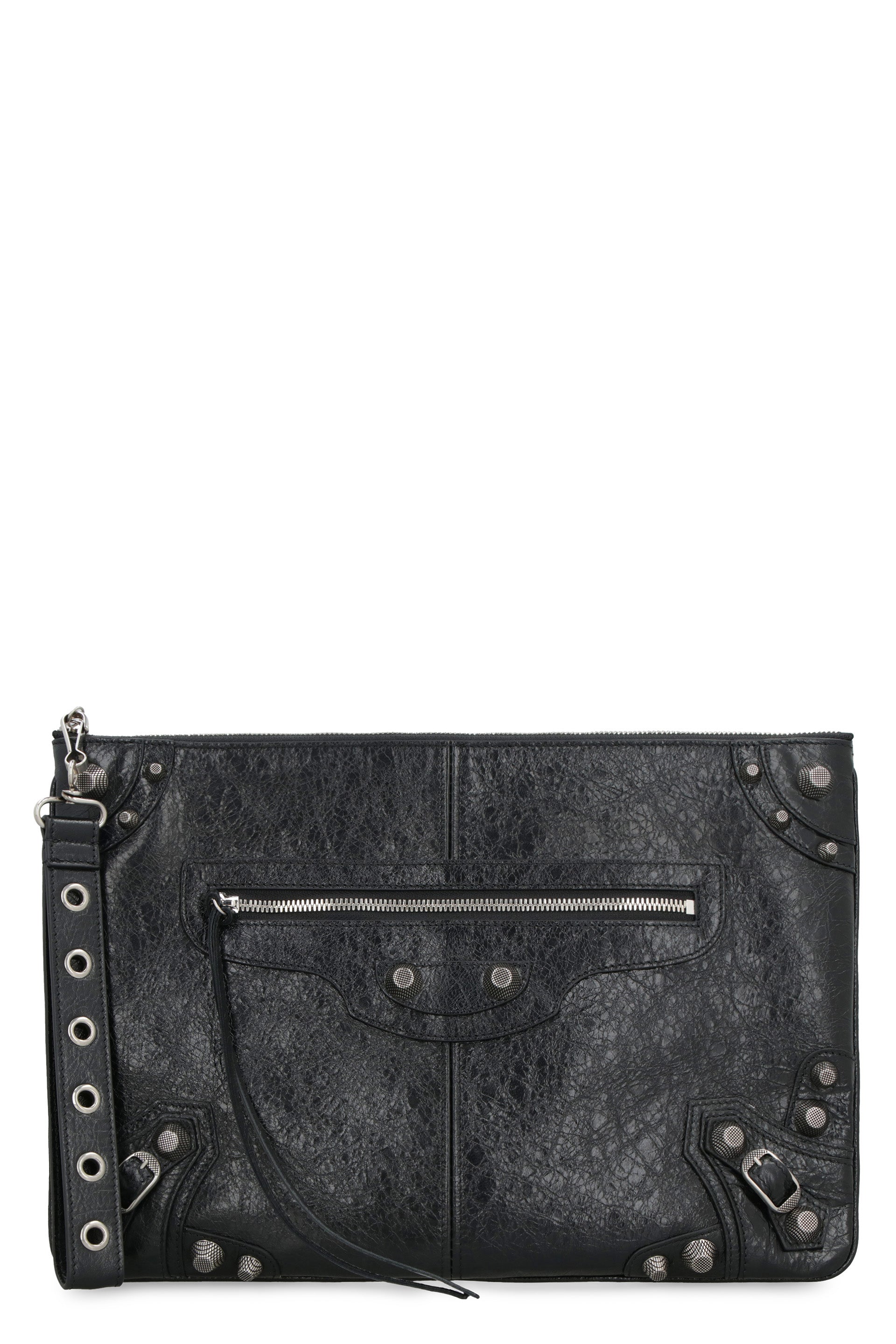 BALENCIAGA Mini Pouch Handbag with Decorative Metal Accents