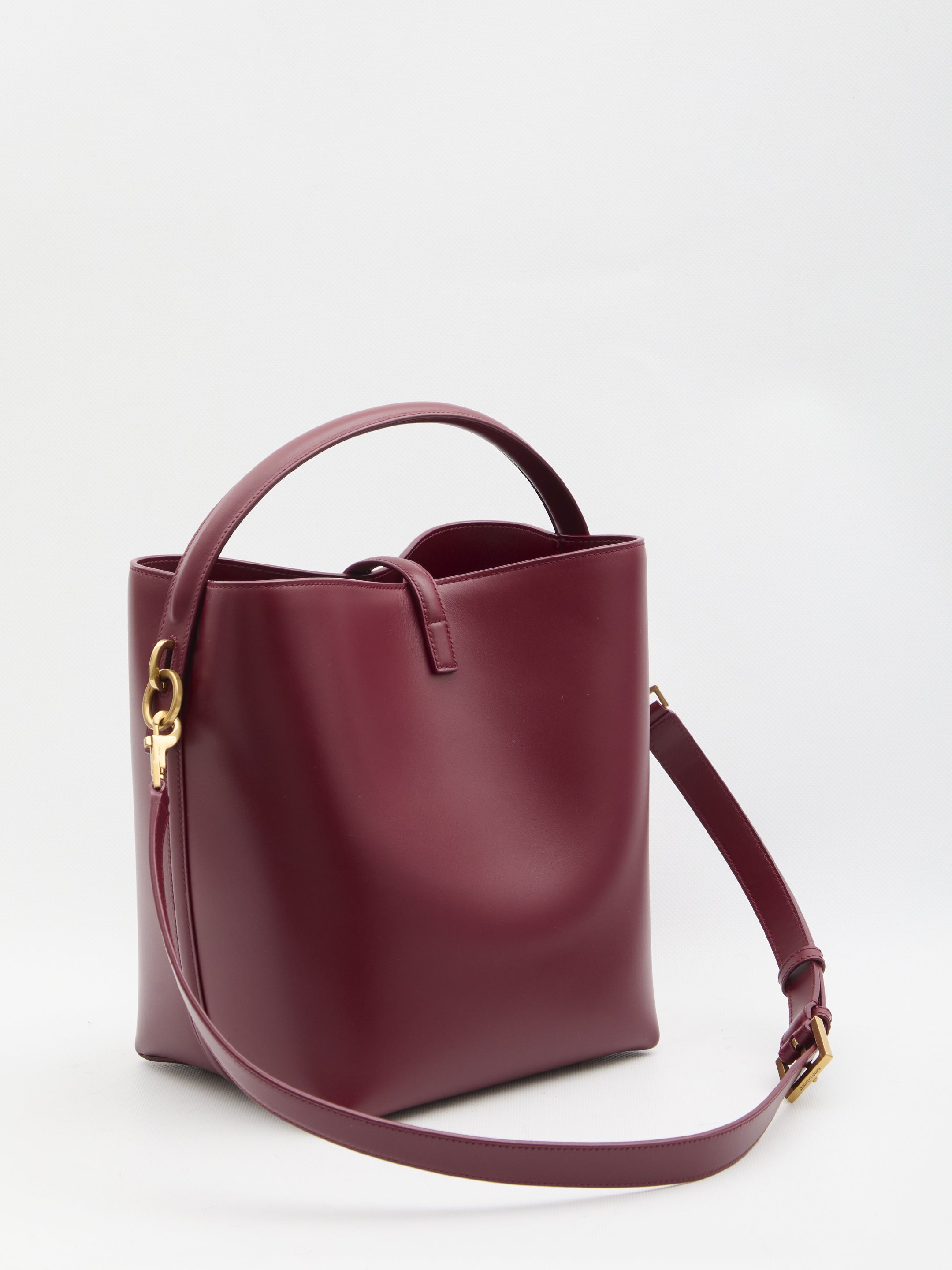 SAINT LAURENT Mini Bucket Handbag with Glossy Finish - 20 x 25 x 16 cm