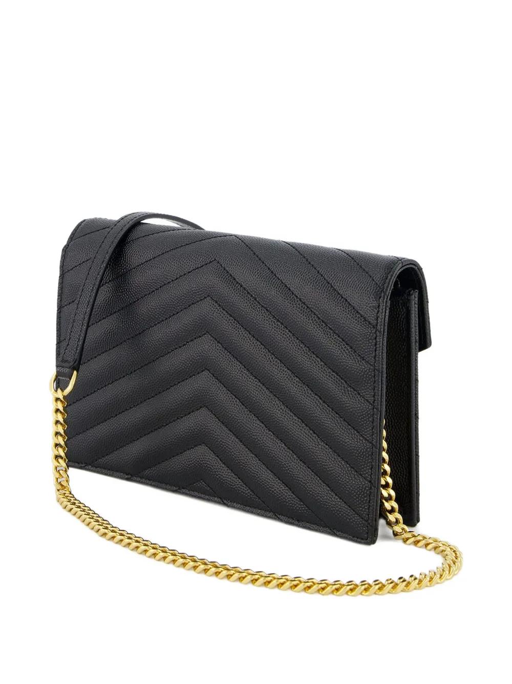SAINT LAURENT Mini Chain Wallet with Chevron Quilting