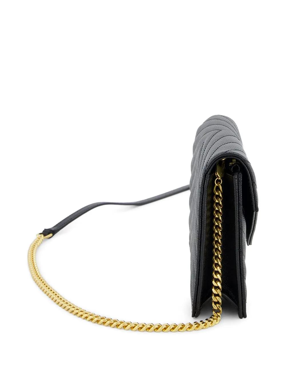 SAINT LAURENT Mini Chain Wallet with Chevron Quilting