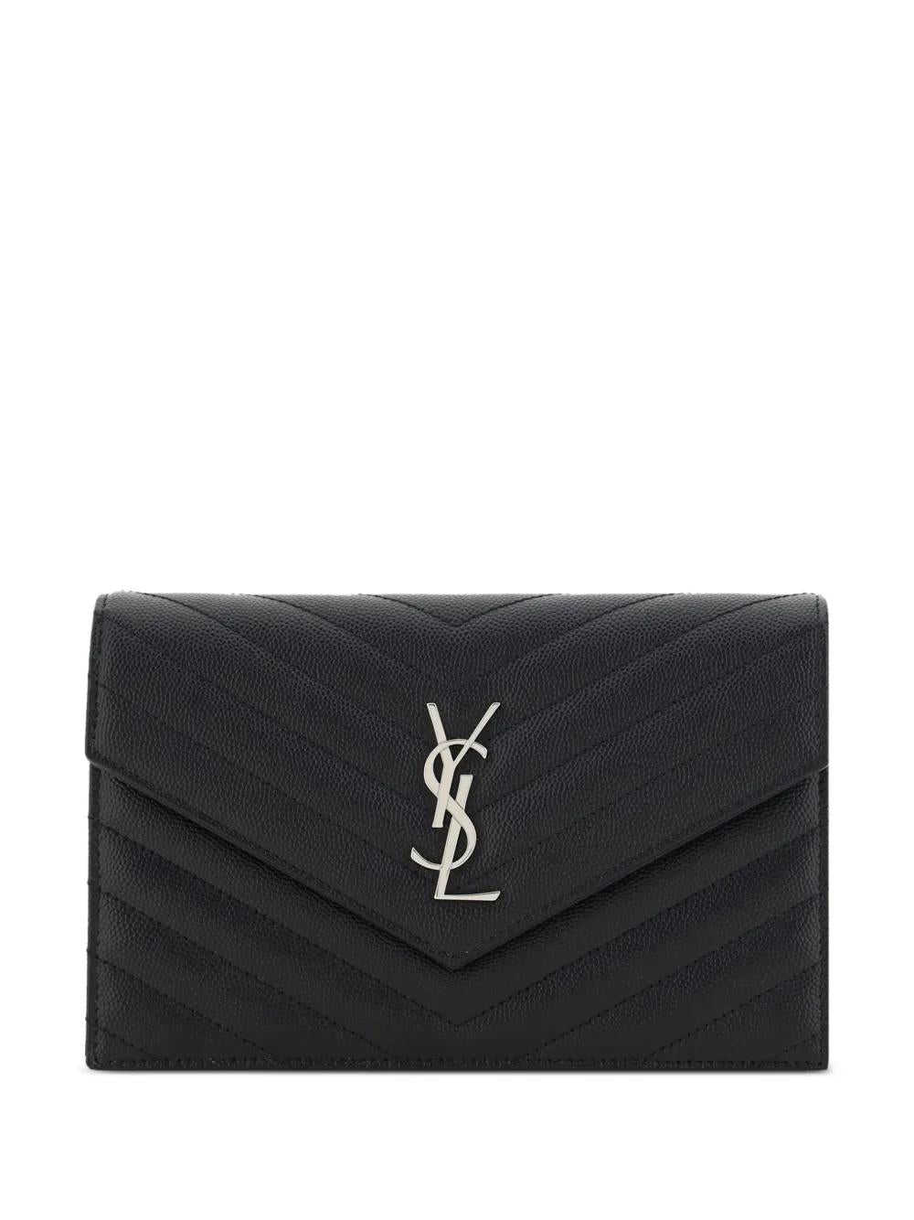 SAINT LAURENT Mini Chevron-Quilted Chain Wallet
