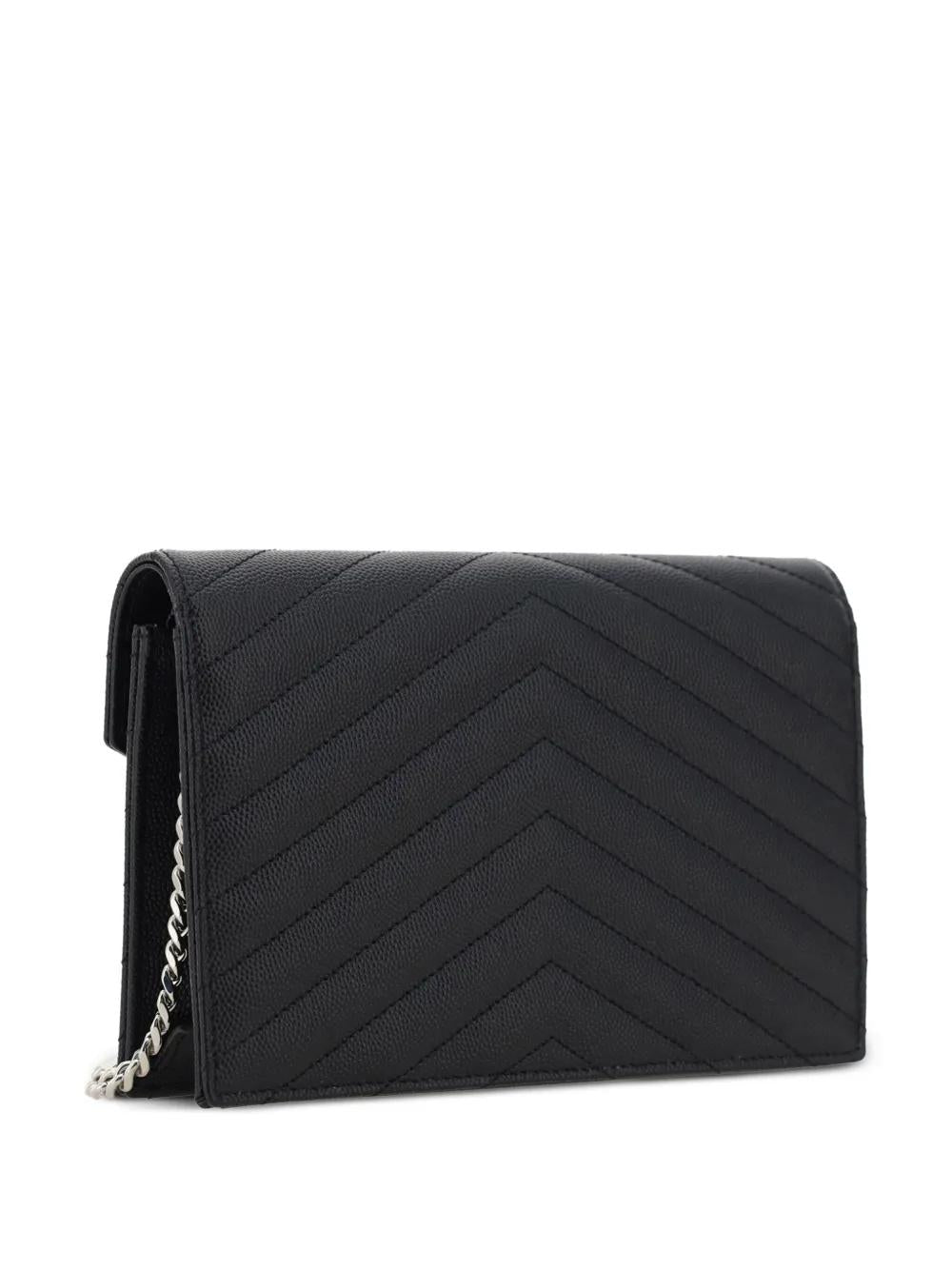 SAINT LAURENT Mini Chevron-Quilted Chain Wallet