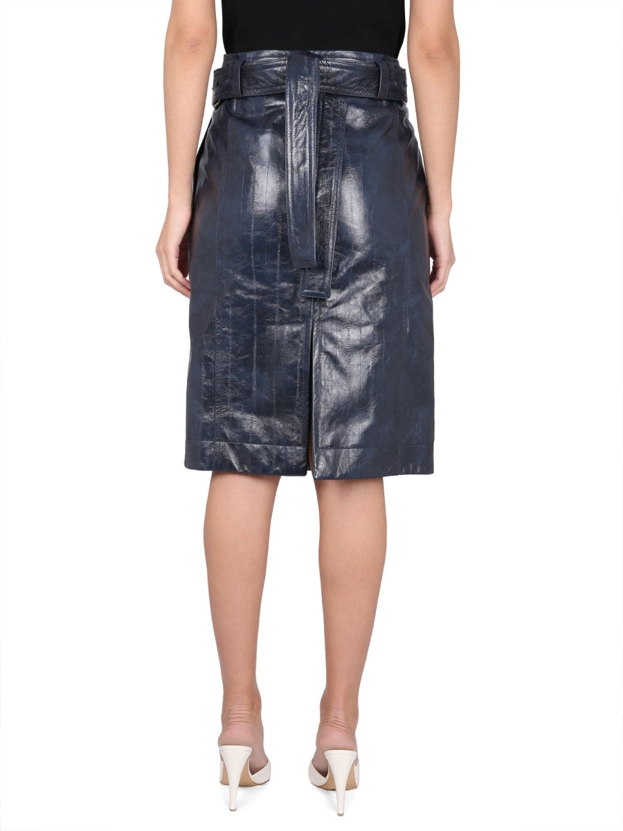 BOTTEGA VENETA Leather Midi Skirt for Women