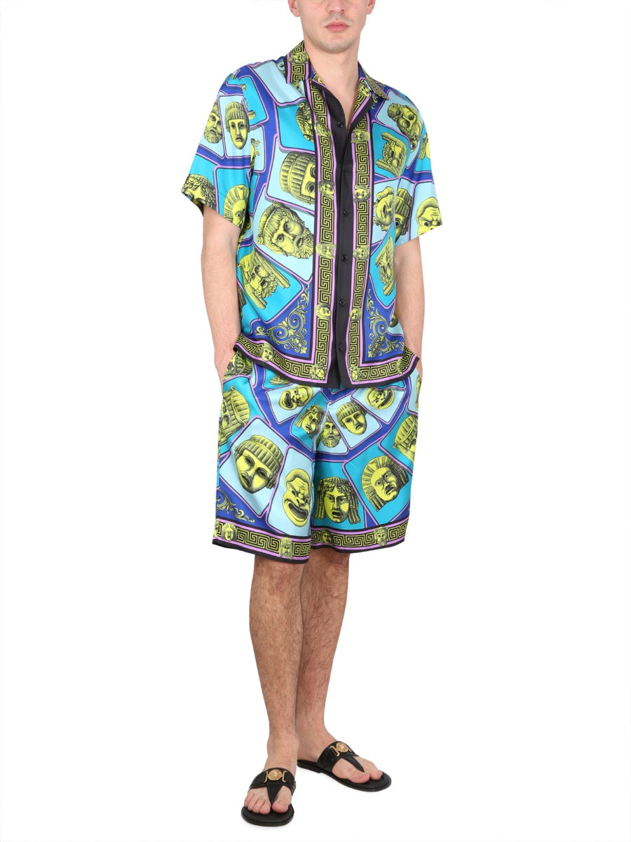 VERSACE Silk Shorts with Elastic Waistband