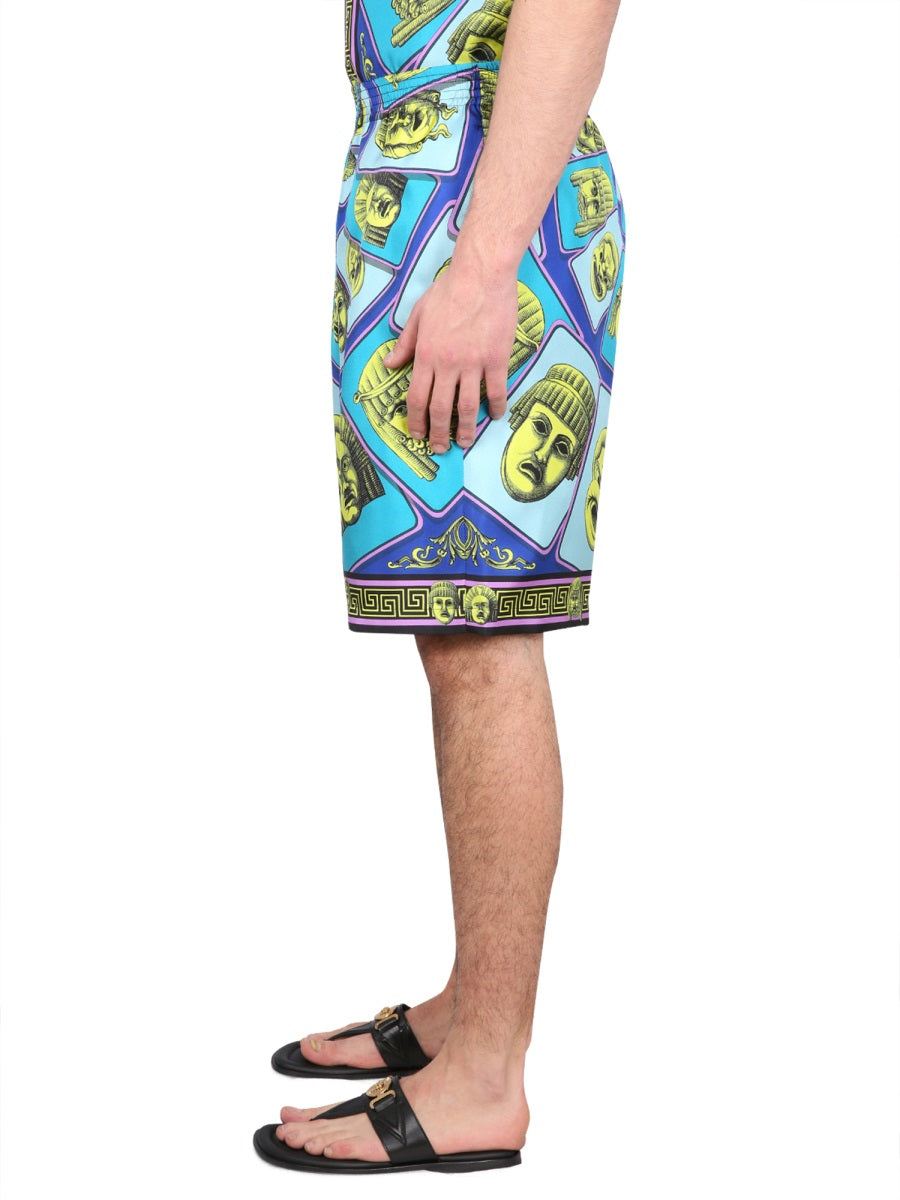 VERSACE Silk Shorts with Elastic Waistband