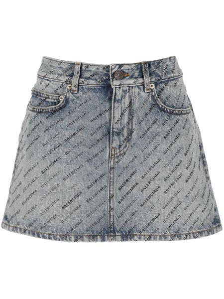 BALENCIAGA All Over Logo Mini Skirt - Low-Waist Style