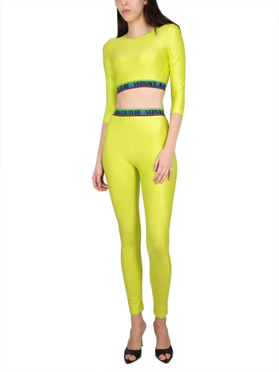 VERSACE JEANS COUTURE Leggings with Logo and Elastic Waistband