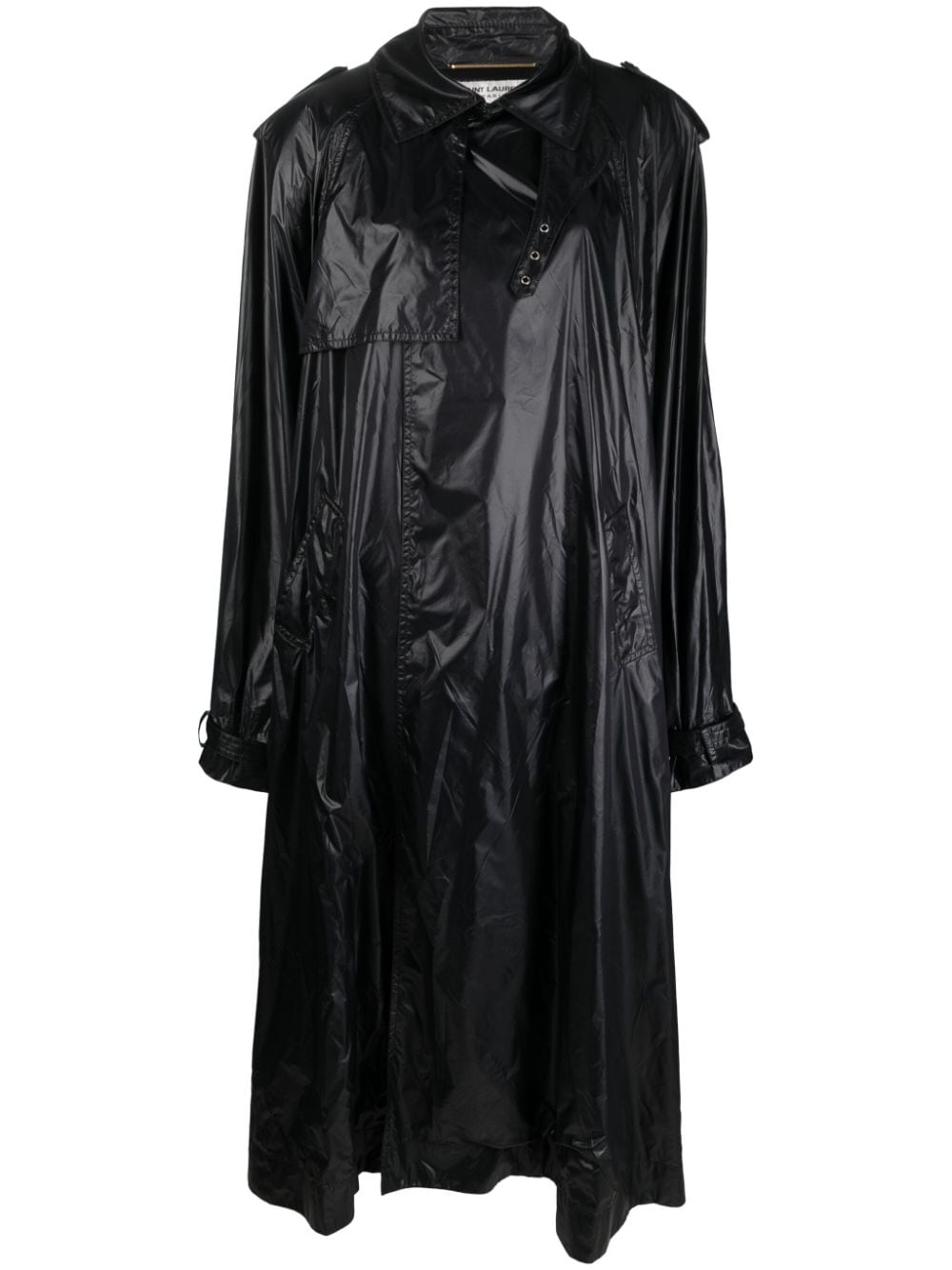 SAINT LAURENT Oversized Trench Jacket with Shoulder Pads