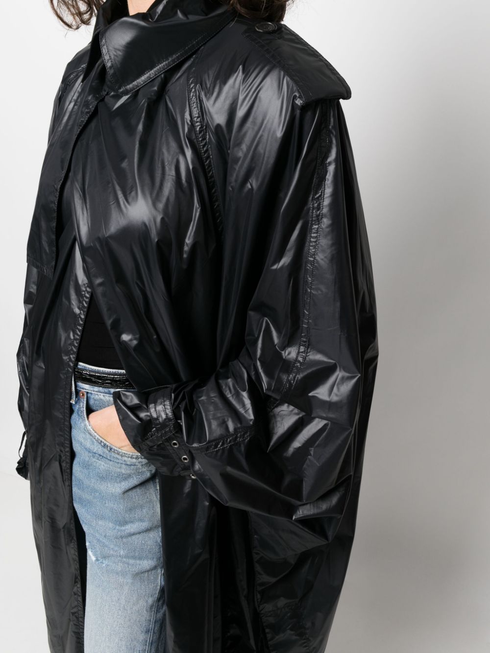 SAINT LAURENT Oversized Trench Jacket with Shoulder Pads