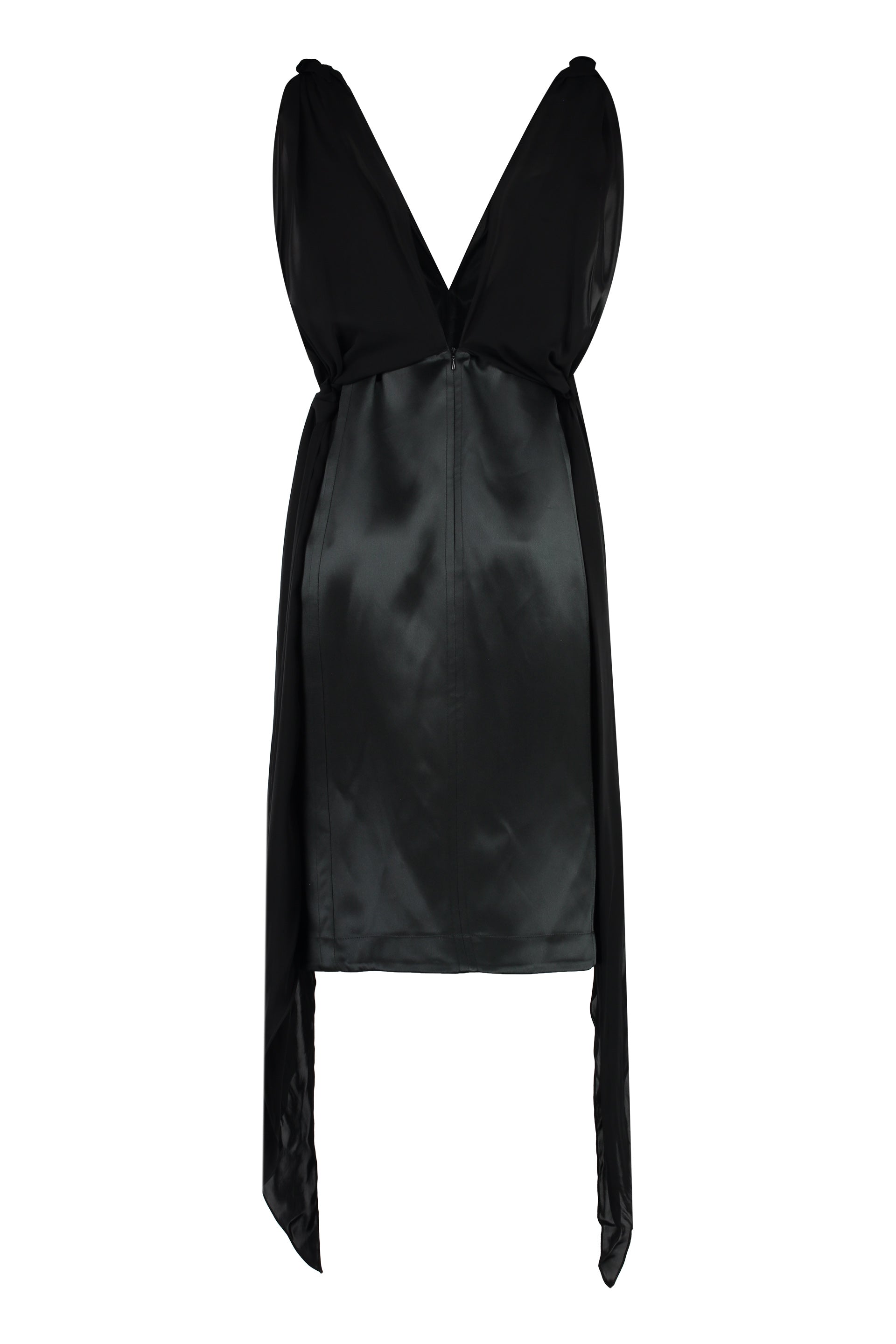 BOTTEGA VENETA Silk Midi-Dress with Shoulder Knot Detail