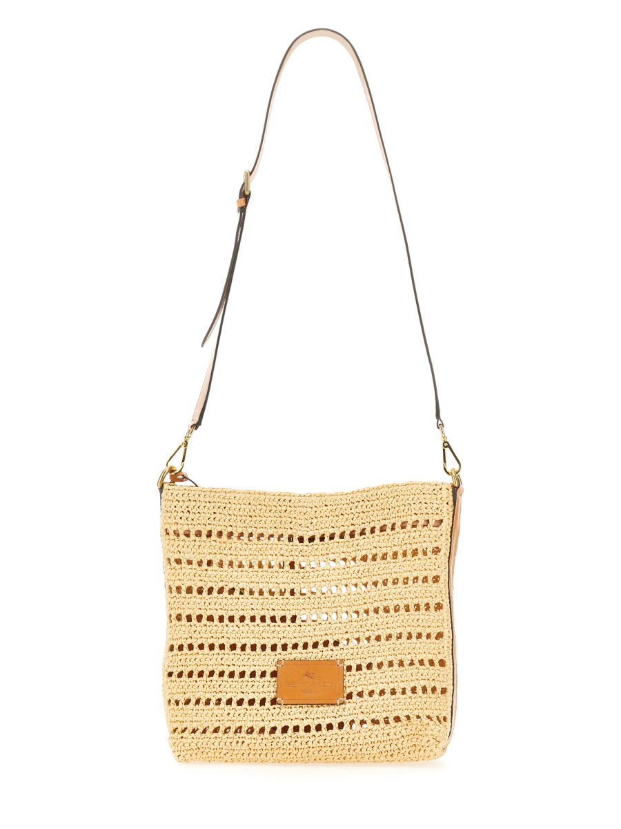 ETRO Perforated Raffia Shoulder Handbag