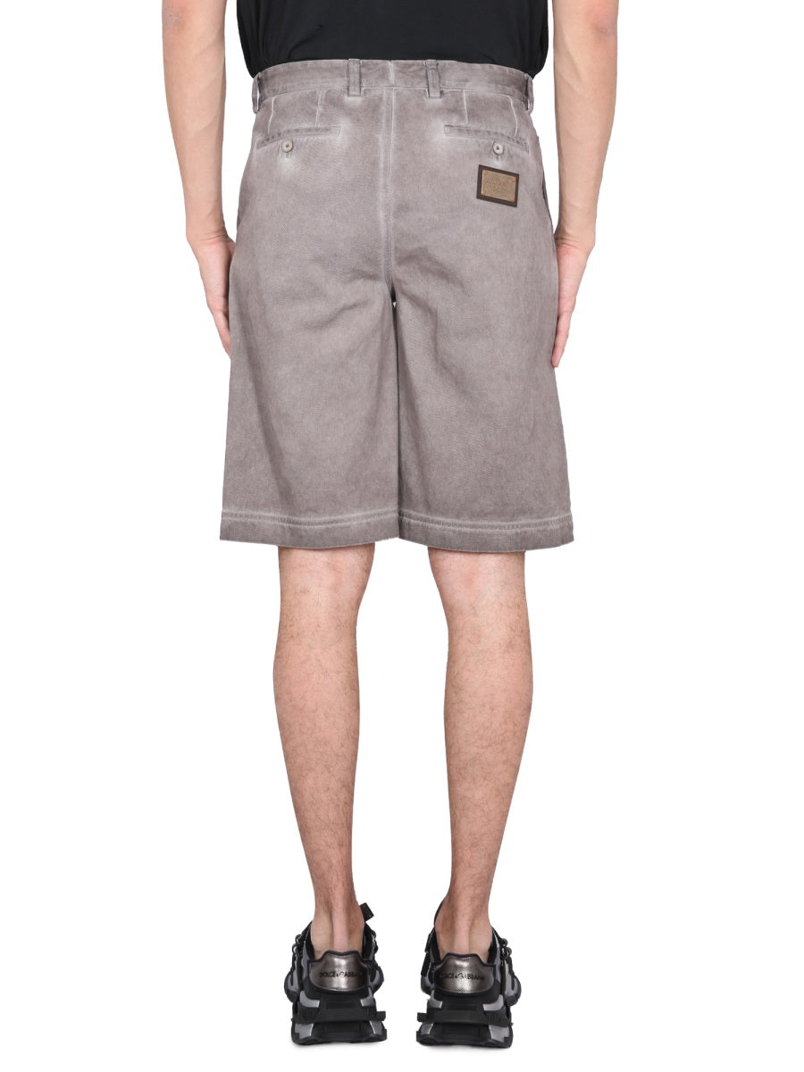 DOLCE & GABBANA Stylish Bermuda Shorts with Logo Plaque for Men