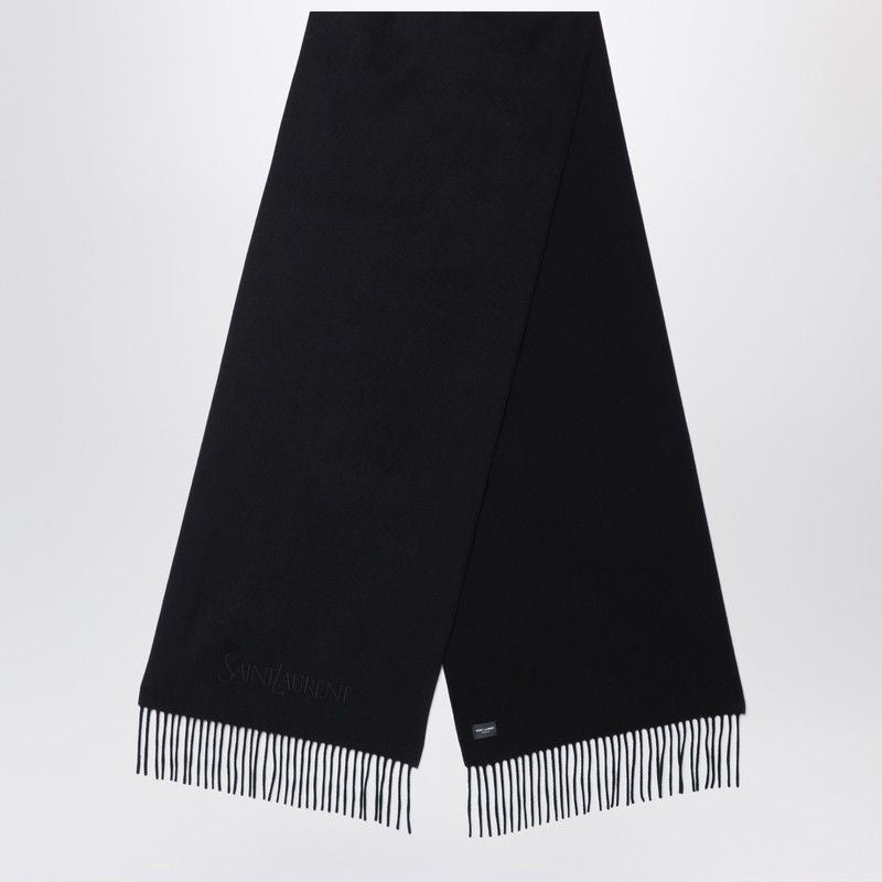 SAINT LAURENT Cashmere Scarf with Decorative Fringes