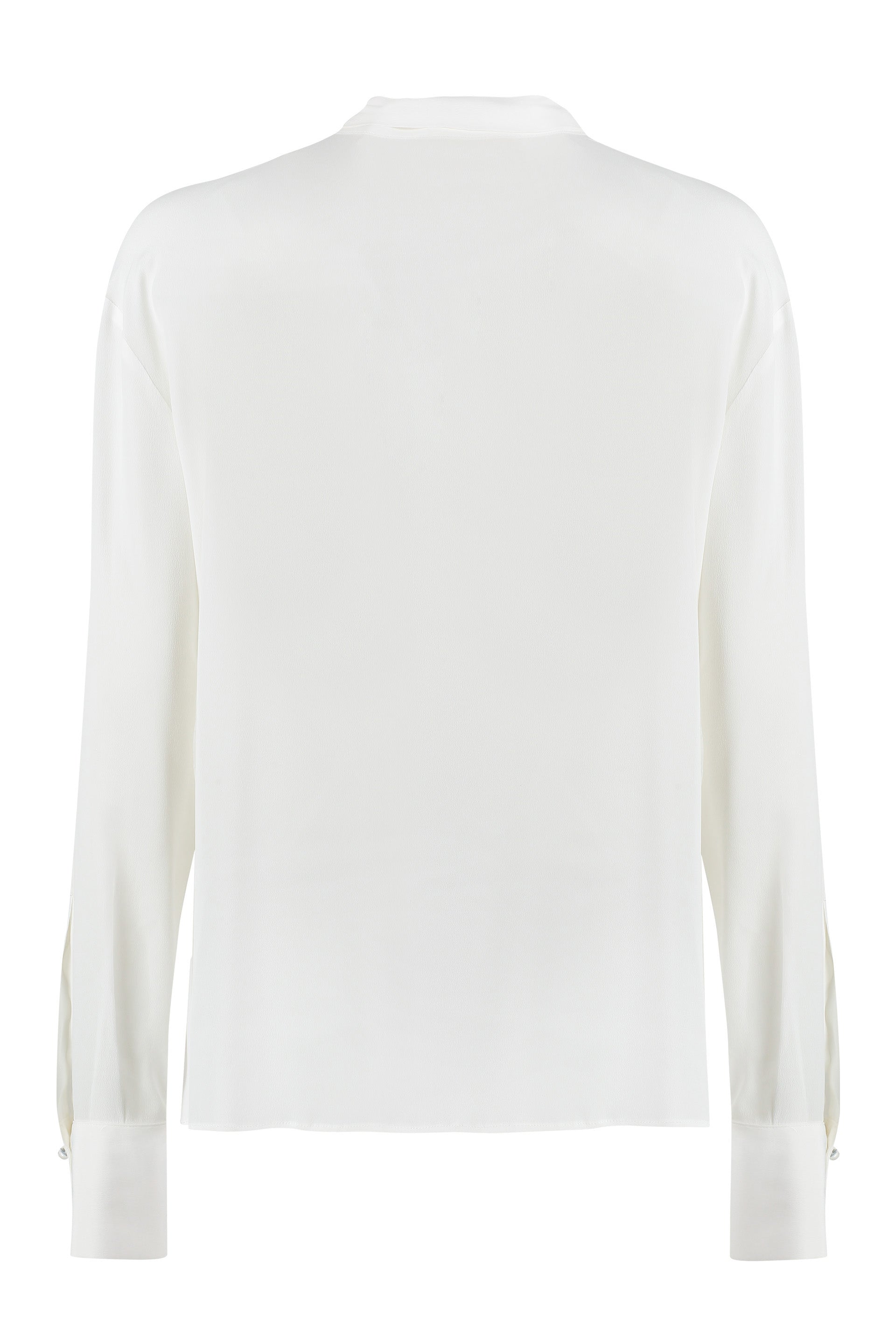 GENNY Creased Pleated Shirt with Pussy-Bow Collar