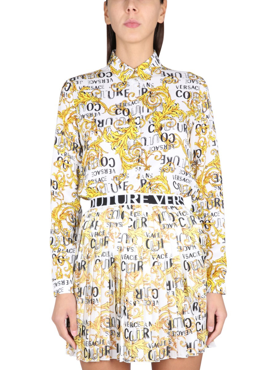 VERSACE JEANS COUTURE Baroque Patterned Classic Collar Shirt for Women