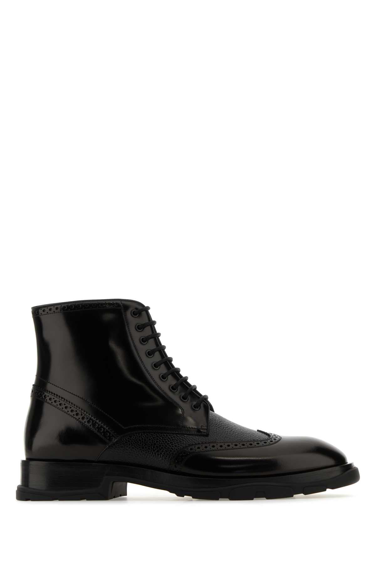 ALEXANDER MCQUEEN Premium Leather Ankle Boots for Men