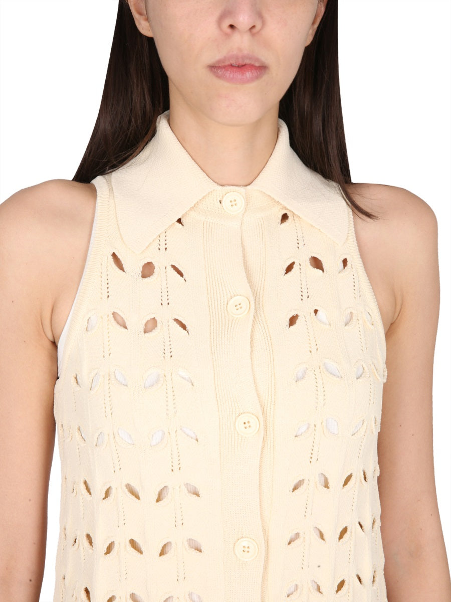 MAX MARA Perforated Button Closure Dress