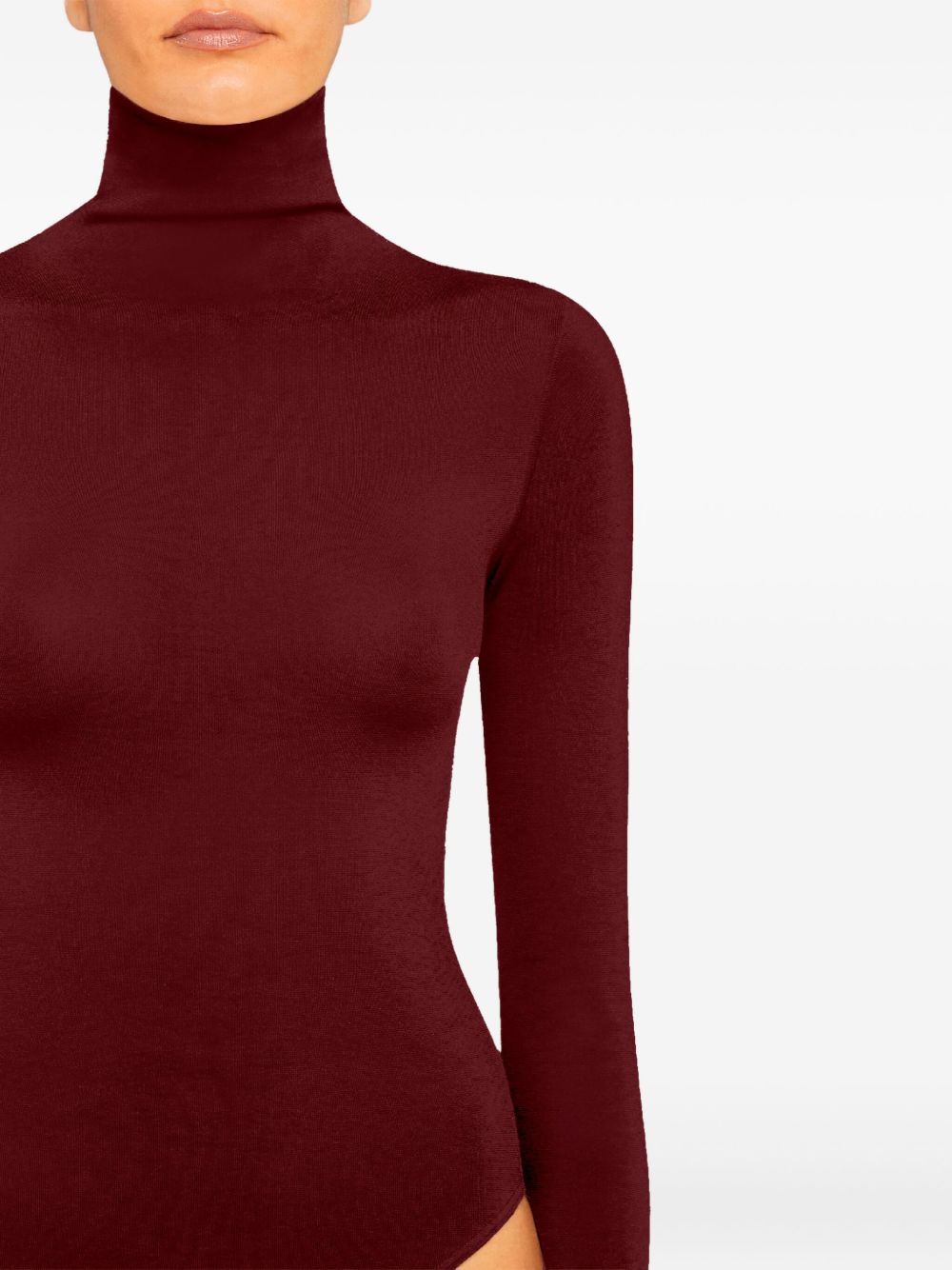 WOLFORD Cotton Blend Long Sleeve Turtleneck Bodysuit