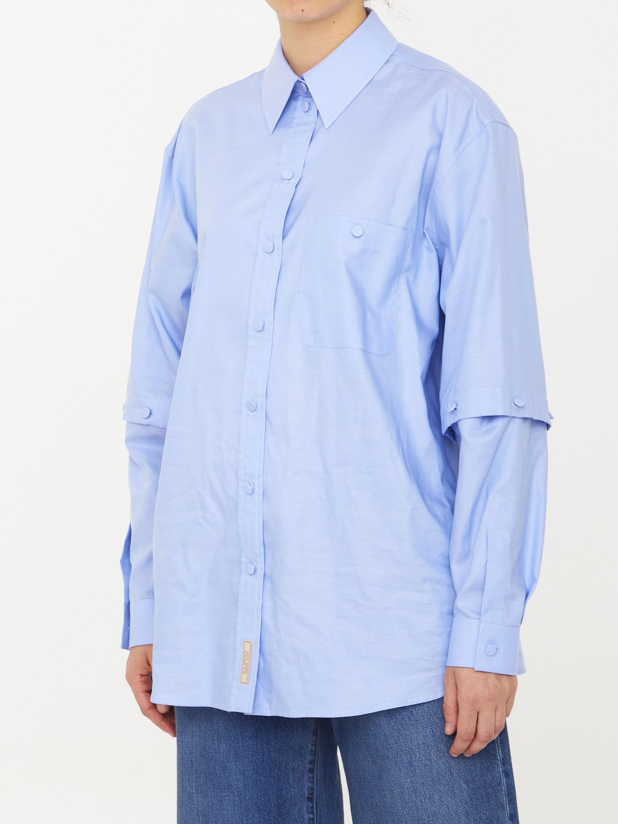 GUCCI Cotton-Oxford Shirt with Detachable Sleeves