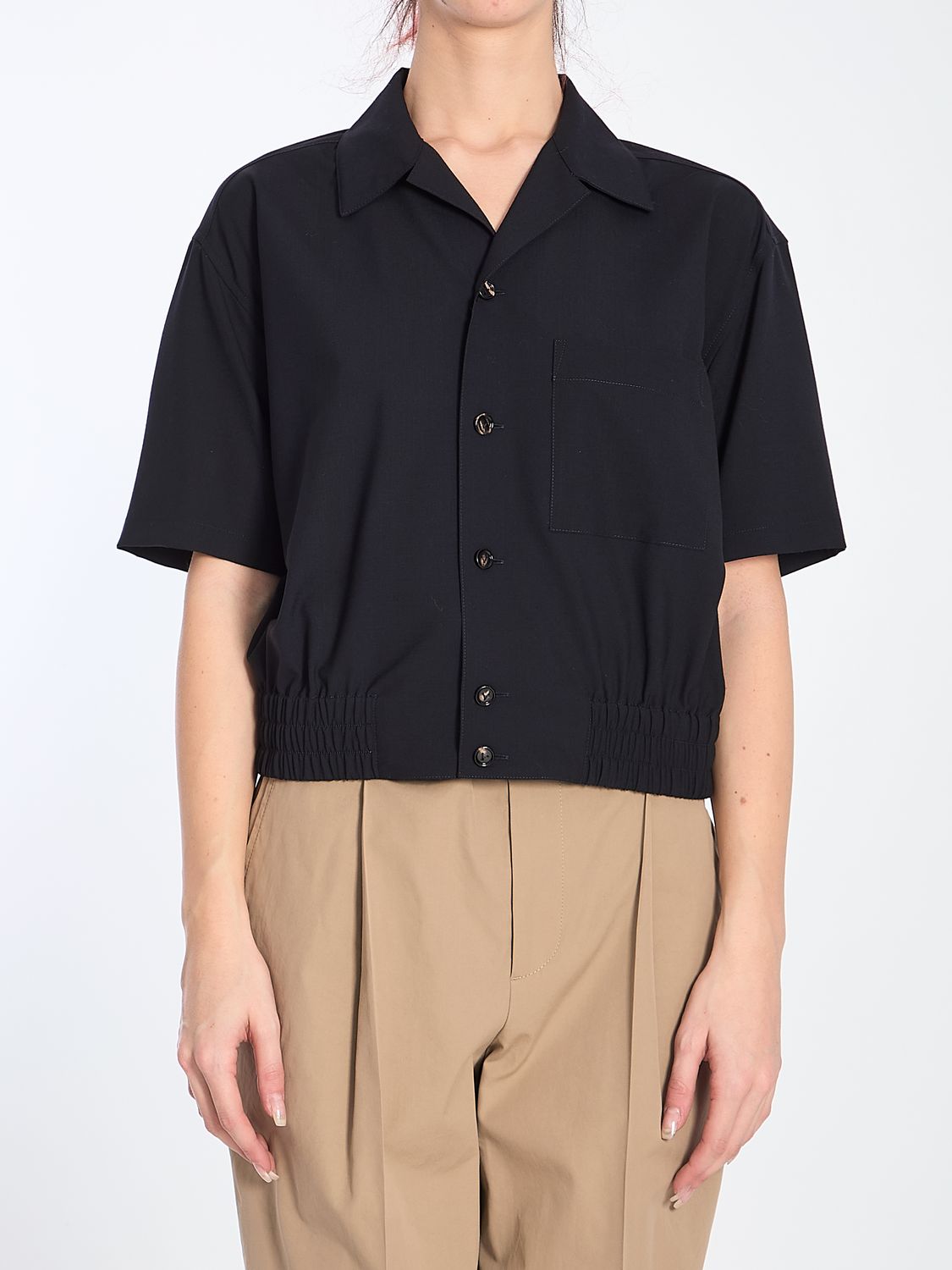 BOTTEGA VENETA Wool Shirt with Elasticated Hemline