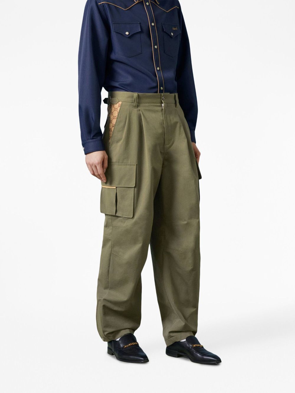 GUCCI Men's Cargo Pants with Button and Zipper Closure