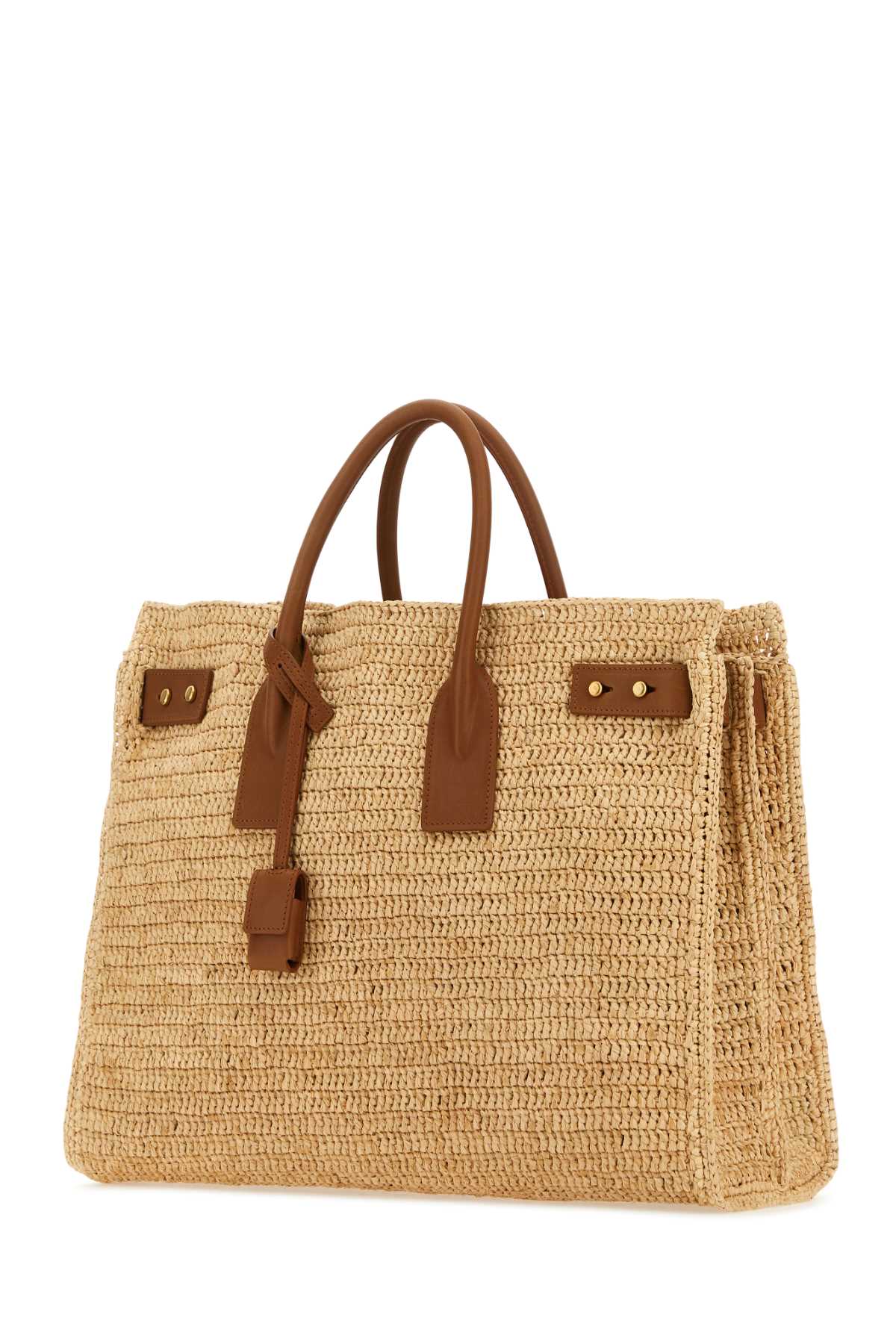 SAINT LAURENT Medium Raffia Sac of Jour Shopping Handbag