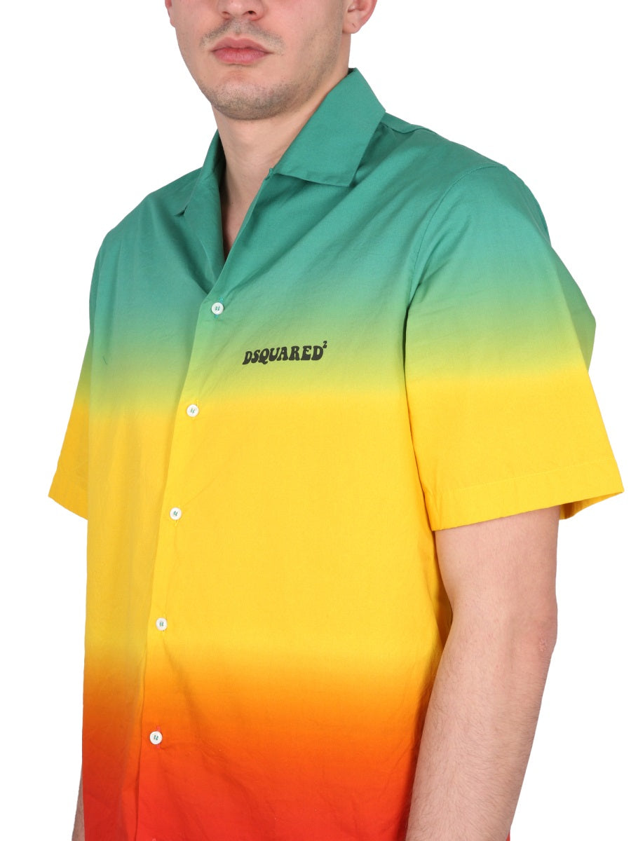 DSQUARED Men's Fashion Bowling Shirt with Classic Collar
