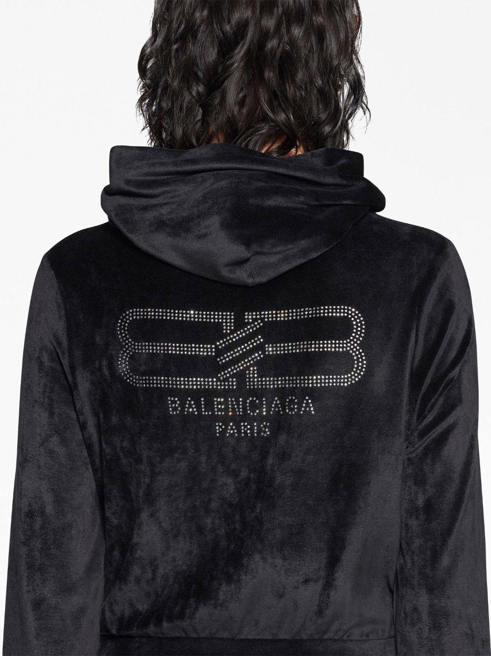 BALENCIAGA Paris Zip-Front Hoodie Sweatshirt