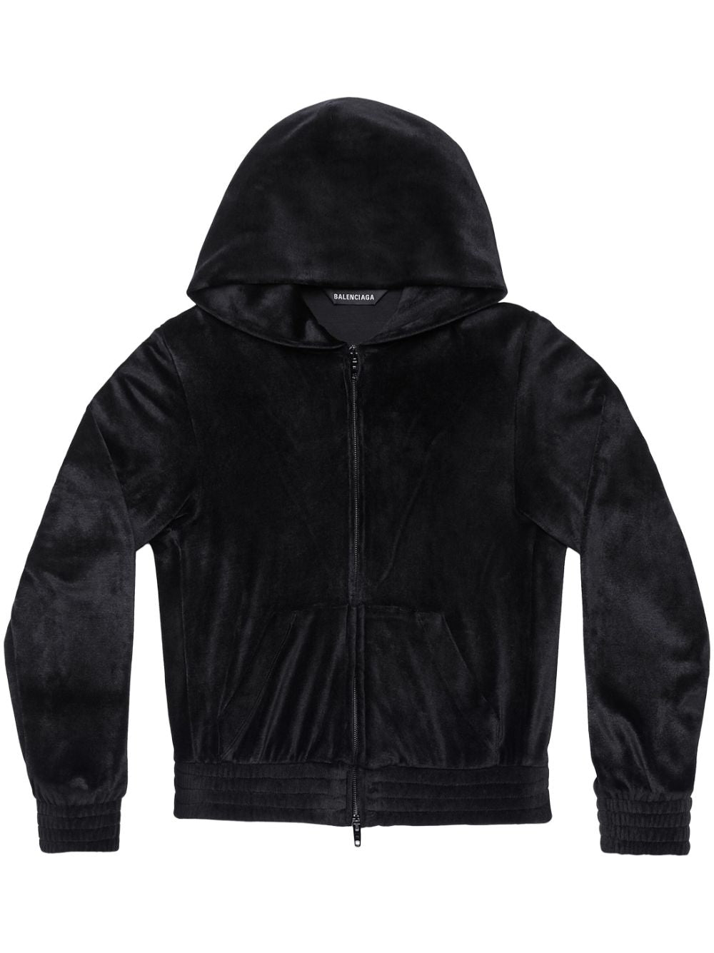 BALENCIAGA Velvet Zip-Up Hoodie with Crystal Embellishment