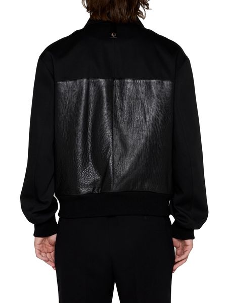 ALEXANDER MCQUEEN Luxurious Leather Raffia Contrast Bomber Jacket