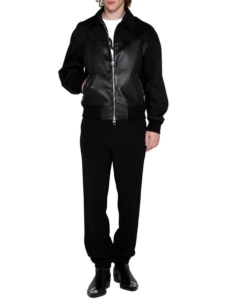 ALEXANDER MCQUEEN Luxurious Leather Raffia Contrast Bomber Jacket