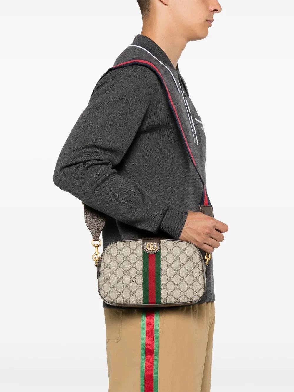 GUCCI Mini Fabric and Leather Crossbody Handbag