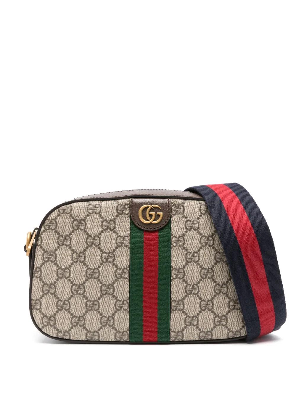 GUCCI Mini Fabric and Leather Crossbody Handbag