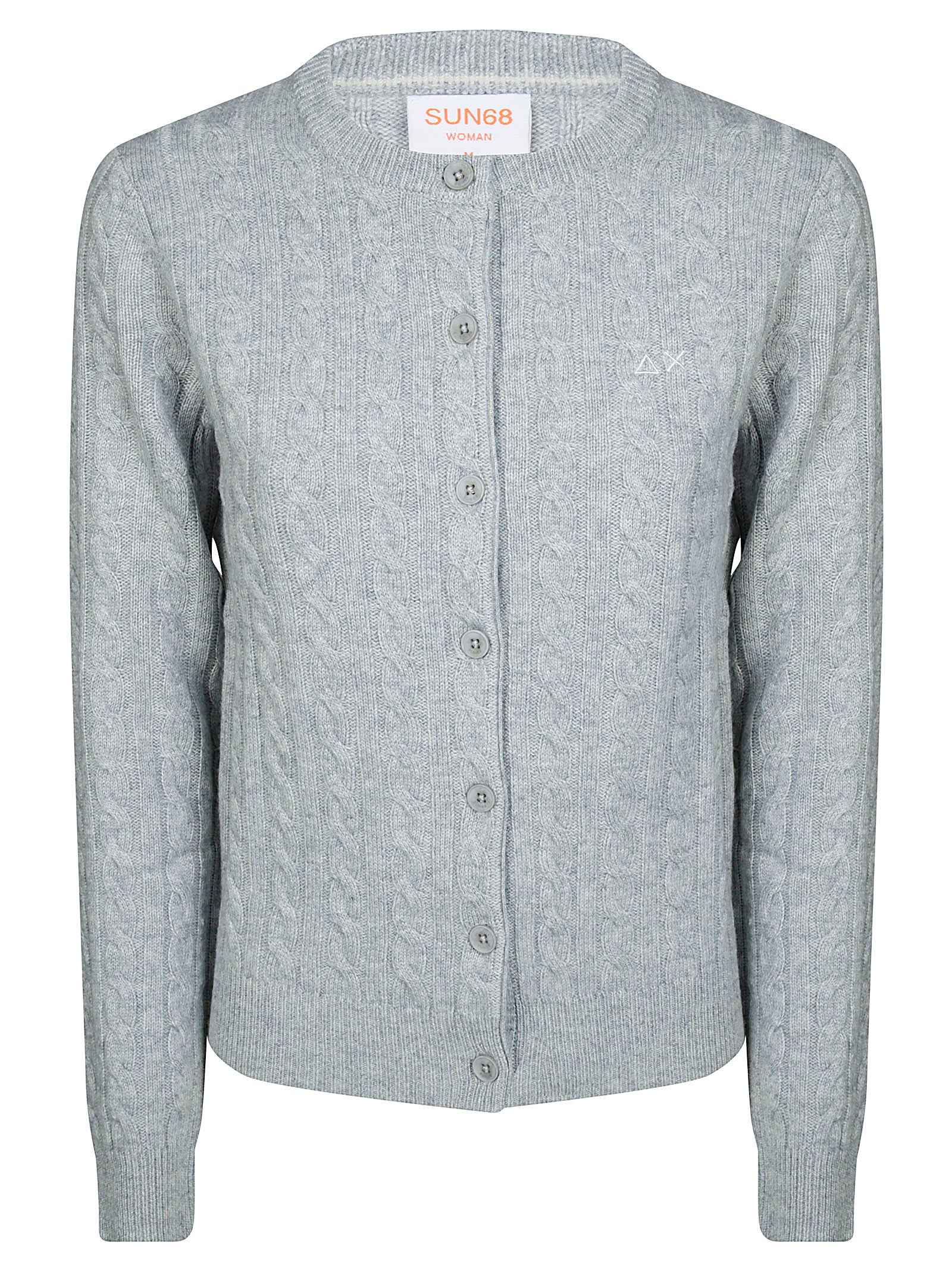 SUN 68 Men's Round Neck Cable Knit Cardigan