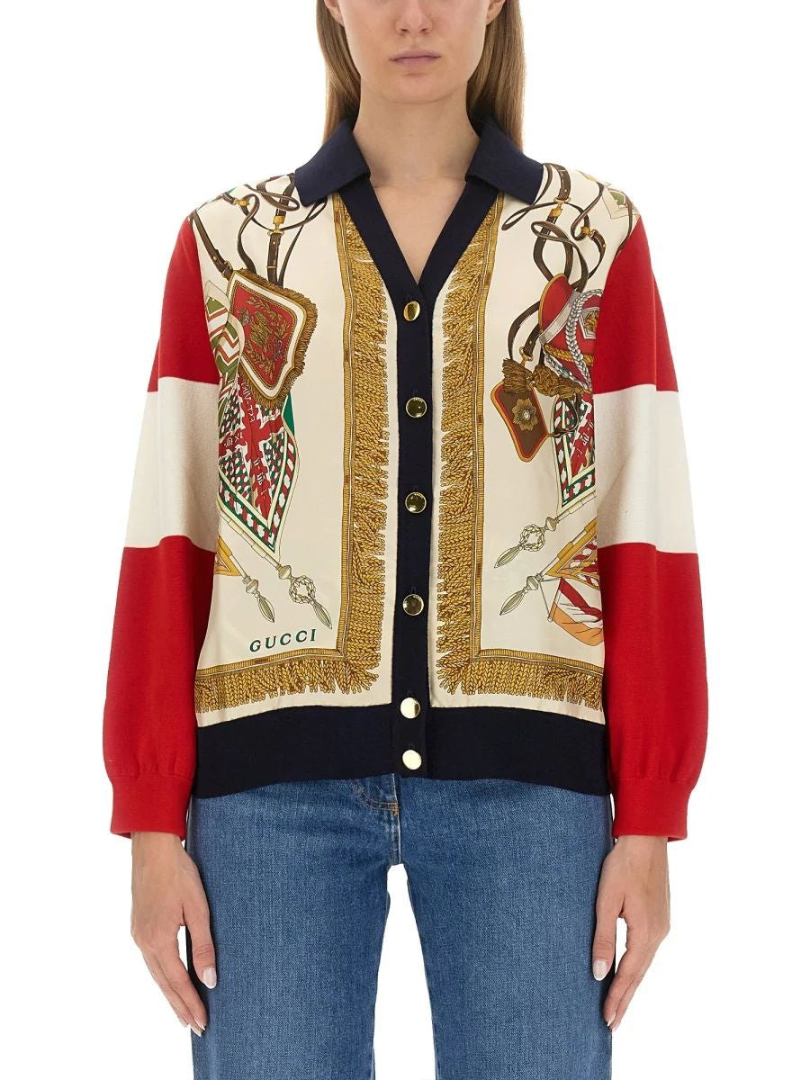 GUCCI Extra Fine Wool Cardigan with Print - Size M