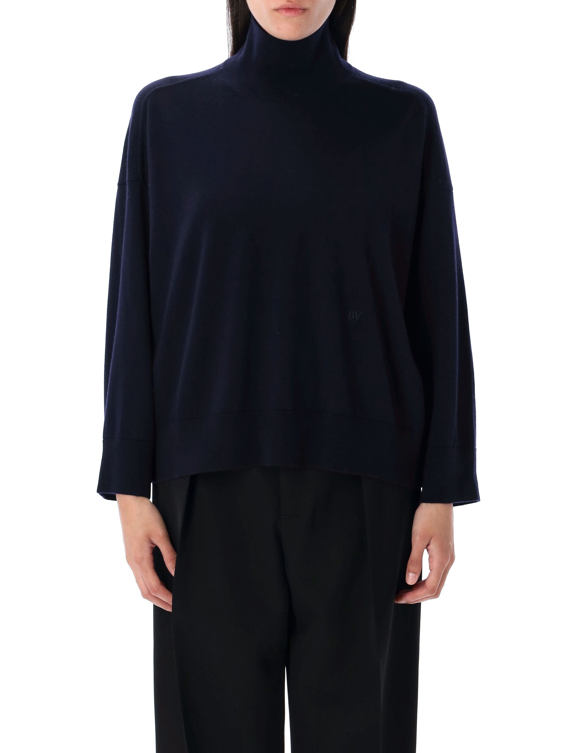 BOTTEGA VENETA High Neck Relaxed Fit Sweater with Ribbed Details