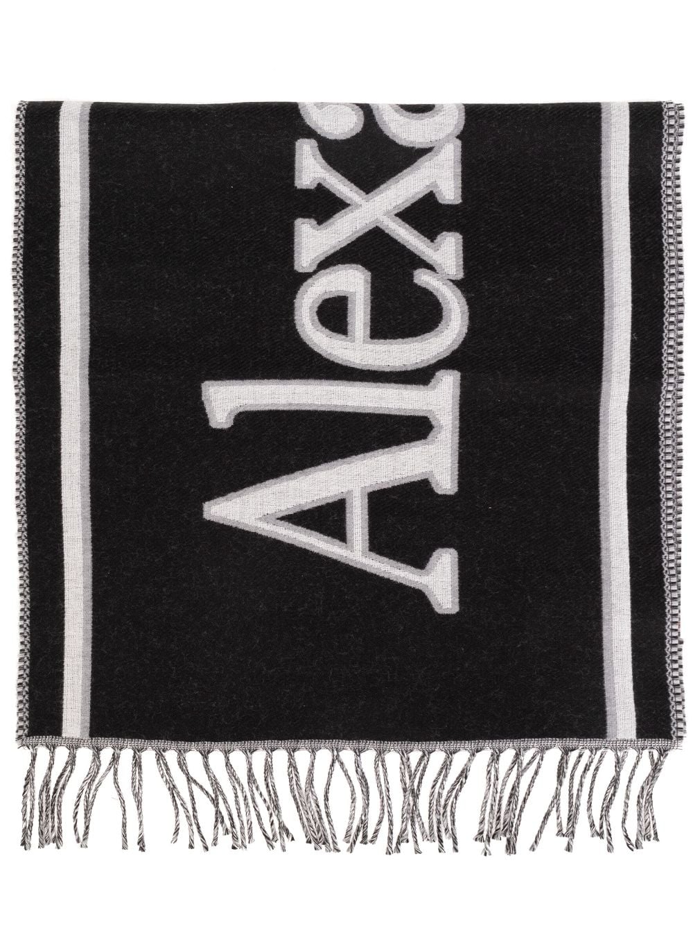 ALEXANDER MCQUEEN Wraparound Wool Scarf with Logo Detail