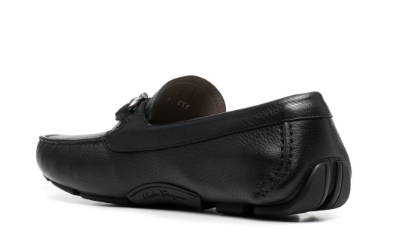 Ferragamo Men's Leather Loafers with Gancini Hook Plaque