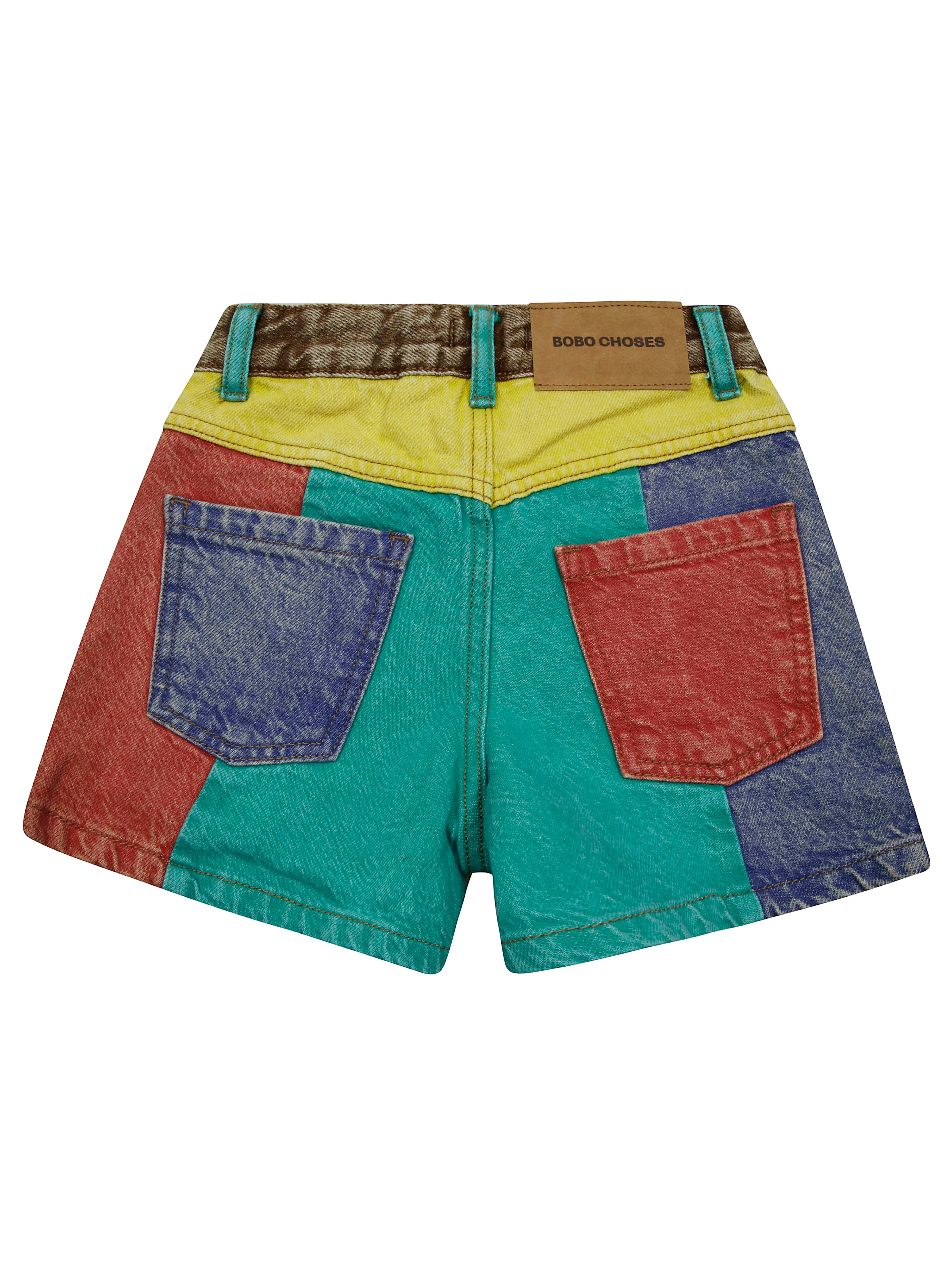BOBO CHOSES Mini Color Block Denim Bermuda Shorts